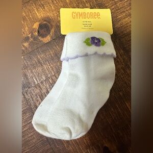 NWT Gymboree 12-18 months Purple Pansy Flower Socks